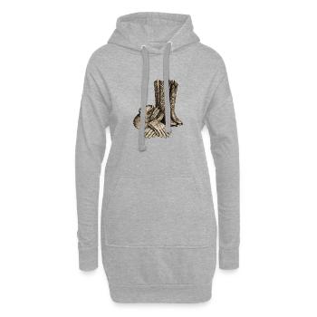 Verzierte Westernstiefel - Hoodie-Kleid - Grau meliert - Vorne