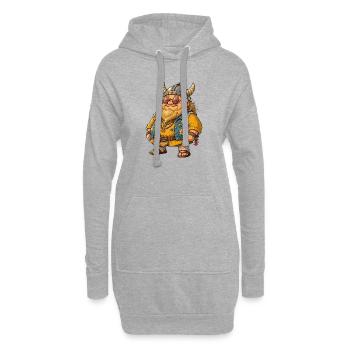 Cute Hippie Viking: Funny Retro Father's Day - Hoodie Dress - heather grey - Front