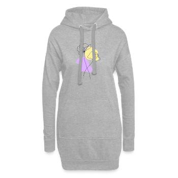 Lineart Poppies Pastel - Hoodie Dress - heather grey - Front