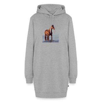 pferd im wasser - Hoodie-Kleid - Grau meliert - Vorne