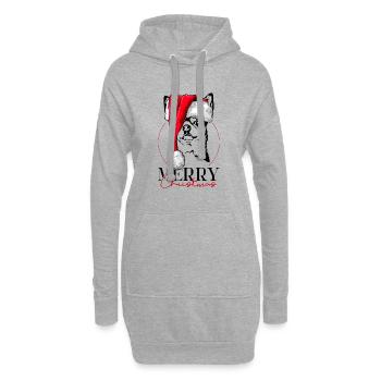 Père Noël Chihuahua Joyeux Noël Chiens Wilsigns - Sweat-shirt à capuche long Femme - gris chiné - Devant