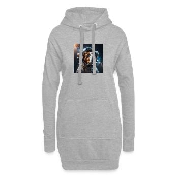 Astronauten Hund, Weltraum, Raumfahrt, Mond, Welta - Hoodie-Kleid - Grau meliert - Vorne