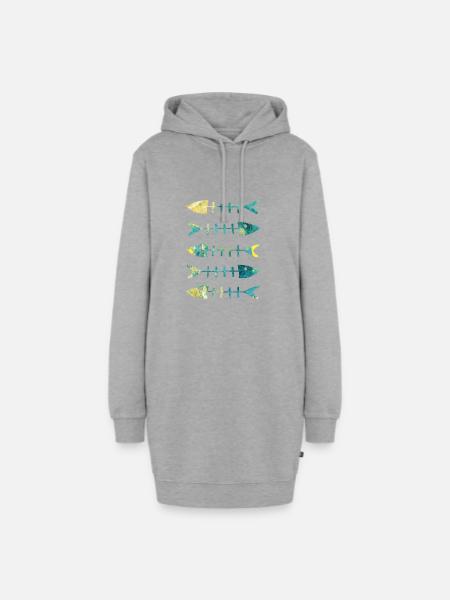 Fischgräte - Hoodie-Kleid - Grau meliert