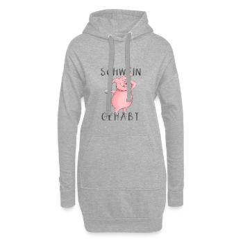 Schwein gehabt - Glück - Glücksbringer - Hoodie-Kleid - Grau meliert - Vorne