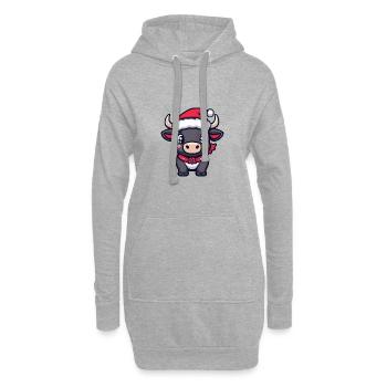 Stier Weihnachten Niedlich - Hoodie-Kleid - Grau meliert - Vorne