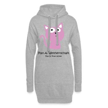 Süße Katze - Weltherrschaft - Hoodie-Kleid - Grau meliert - Vorne