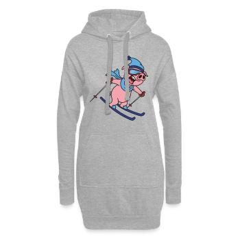 T-shirt Cochon Ski Holiday Cadeau Conducteur De Ski - Sweat-shirt à capuche long Femme - gris chiné - Devant