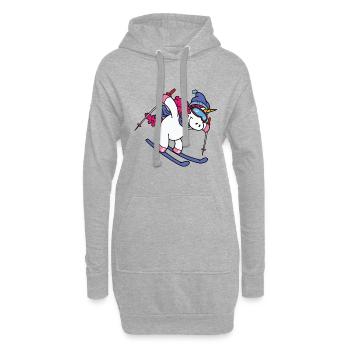 Cadeau de t-shirt de vacances de ski de Licorne Amant de la Licorne - Sweat-shirt à capuche long Femme - gris chiné - Devant