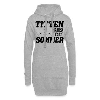 Titten raus,es ist Sommer - Hoodie-Kleid - Grau meliert - Vorne
