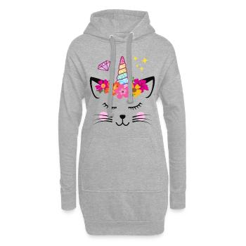 Einhorn Katze Diamanten - Hoodie-Kleid - Grau meliert - Vorne