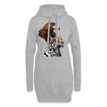 Aigle royal et Jaguar - Sweat-shirt à capuche long Femme - gris chiné - Devant