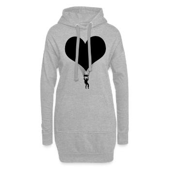 Fallschirm Skydiving Schwarz - Hoodie-Kleid - Grau meliert - Vorne