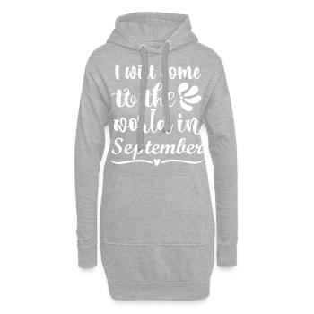 Je suis née en septembre, enceinte - Sweat-shirt à capuche long Femme - gris chiné - Devant