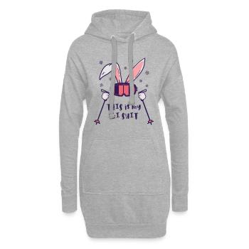 This is my Ski Suit Skiing Rabbit with ski poles - Hoodie Dress - heather grey - Front