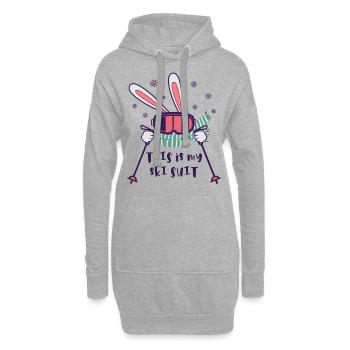 This is my Ski Suit Skiing Rabbit with ski poles - Hoodie Dress - heather grey - Front