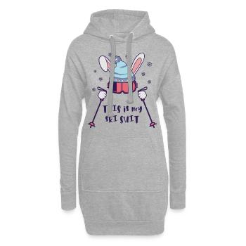 This is my Ski Suit Skiing Rabbit with ski poles - Hoodie Dress - heather grey - Front