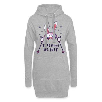 This is my Ski Suit Skiing Rabbit with ski poles - Hoodie Dress - heather grey - Front