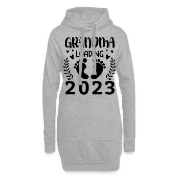 Werdende Oma 2023 Oma loading 2023 - Hoodie-Kleid - Grau meliert - Vorne