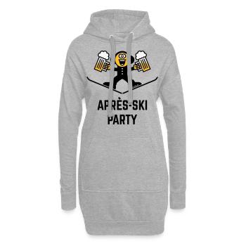 Après-Ski Party (Bier / Karikatur / 3C) - Hoodie-Kleid - Grau meliert - Vorne