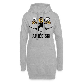 Après-Ski (Bier / Karikatur / 3C) - Hoodie-Kleid - Grau meliert - Vorne