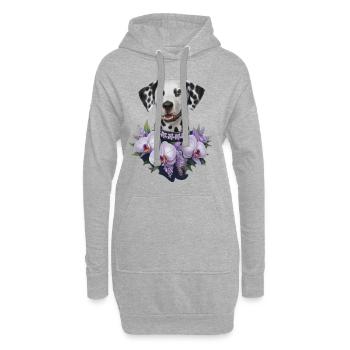 Süßer Dalmatiner mit Orchideen - Hoodie-Kleid - Grau meliert - Vorne