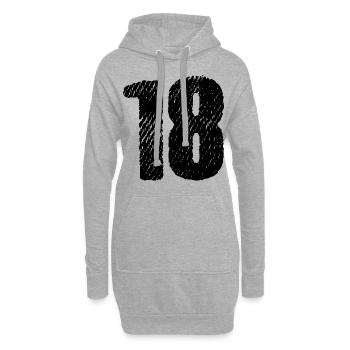 18 Zahl Trikot - Hoodie-Kleid - Grau meliert - Vorne