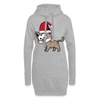 Katze Comic Weihnachten - Hoodie-Kleid - Grau meliert - Vorne