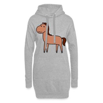 Pferd Comic Tier - Hoodie-Kleid - Grau meliert - Vorne