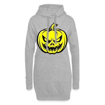 Halloween Kürbis Gesicht Gruselig - Hoodie-Kleid - Grau meliert - Vorne