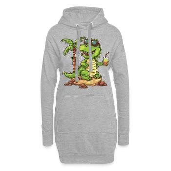 Alligator Sommer Strand Urlaub - Hoodie-Kleid - Grau meliert - Vorne