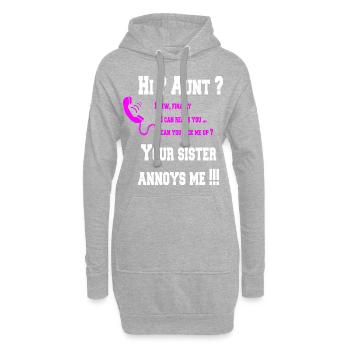 Salut tante? ta sœur m'ennuie! - Sweat-shirt à capuche long Femme - gris chiné - Devant