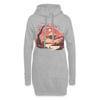 Paysage de fleurs de cerisier - Sweat-shirt à capuche long Femme - gris chiné - Devant