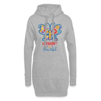 AUTISMUS ANDERS IST SCHÖN SCHMETTERLING ADS SPRUCH - Hoodie-Kleid - Grau meliert - Vorne