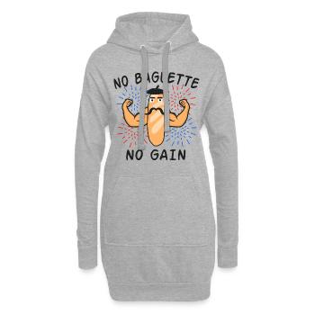 No Baguette No Gain, Jeu de mots Pain - Sweat-shirt à capuche long Femme - gris chiné - Devant