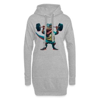 T-Rex Fitness Training Langhantel Bodybuilding - Hoodie-Kleid - Grau meliert - Vorne