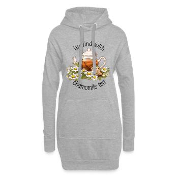 Entspannen Sie sich mit Kamillentee, Aquarell - Hoodie-Kleid - Grau meliert - Vorne