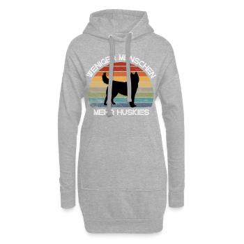 Weniger Menschen, mehr Huskies - Hoodie-Kleid - Grau meliert - Vorne
