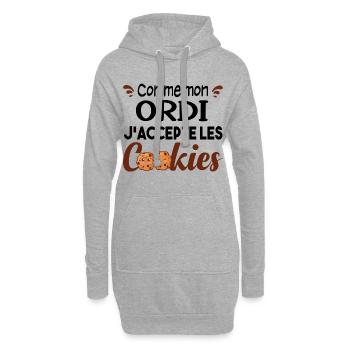 Cookie Cookies Cadeau Ordi PC Ordinateur Humour - Sweat-shirt à capuche long Femme - gris chiné - Devant