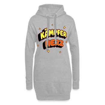 Kämpferherz - Mut machen - Glücksbringer - Kraft - Hoodie-Kleid - Grau meliert - Vorne