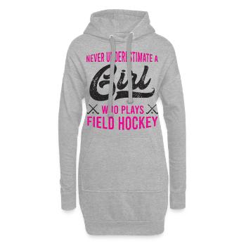 Mädchen, das Feldhockey spielt Geschenk Feldhockey - Hoodie-Kleid - Grau meliert - Vorne
