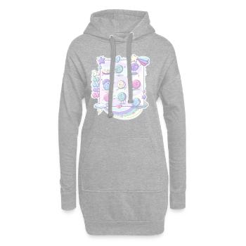 Süße freche Liebesherzen im Kawaii-Stil - Hoodie-Kleid - Grau meliert - Vorne