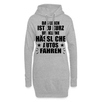 Das Leben ist zu kurz um kleine hässliche Autos - Hoodie-Kleid - Grau meliert - Vorne