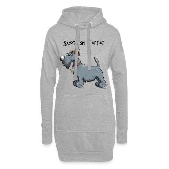 Silvius der Scottish Terrier - Hoodie-Kleid - Grau meliert - Vorne