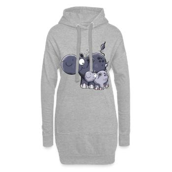 Hippopotame - Sweat-shirt à capuche long Femme - gris chiné - Devant