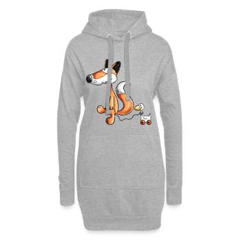 Waldfuchs mit Ziehente Spielzeug  - Hoodie-Kleid - Grau meliert - Vorne