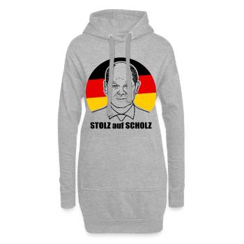 stolz auf Scholz, Bundeskanzler, Deutschland Shirt - Hoodie-Kleid - Grau meliert - Vorne