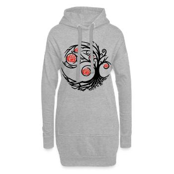 Seltsame schwarze Rose - Hoodie-Kleid - Grau meliert - Vorne