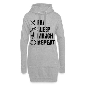 Manger, dormir, tambouriner, répéter - Sweat-shirt à capuche long Femme - gris chiné - Devant