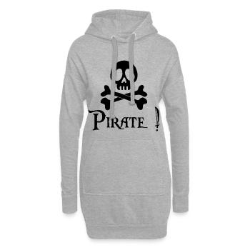 Pirate ! (noir) - Sweat-shirt à capuche long Femme - gris chiné - Devant