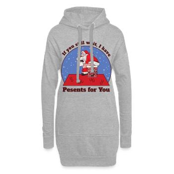 Weihnachtsmann beim Kacken - Hoodie-Kleid - Grau meliert - Vorne